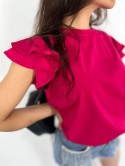 Bawełniana bluzka z falbankami ANTALYA | fuksja| rozmiar unwersalny