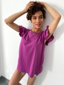 Bawełniana bluzka z falbankami ANTALYA | jagoda| rozmiar unwersalny