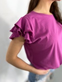 Bawełniana bluzka z falbankami ANTALYA | jagoda| rozmiar unwersalny
