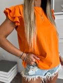 Bawełniana bluzka z falbankami ANTALYA | pomarańczowy | rozmiar unwersalny
