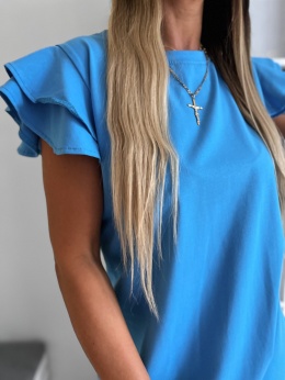 Bawełniana sukienka ANKARA | niebieski | falbany | rozmiar uniwersalny