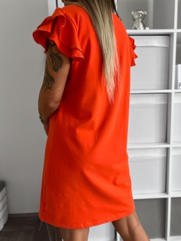 Bawełniana sukienka ANKARA | pomarańczowy | falbany | rozmiar uniwersalny