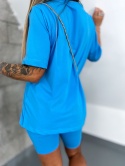 Bawełniany komplet ROSS | błękit | t-shirt+krótkie spodenki | rozmiar uniwersalny
