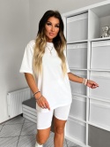 Bawełniany komplet ROSS | biel | t-shirt+krótkie spodenki | rozmiar uniwersalny
