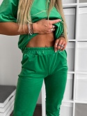 Welurowy dres LAVENDER | trawiasta zieleń | krótki rękaw I one size