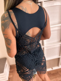 Plażowa sukienka VALLON | czerń | głębokie plecy | bawełna | rozmiar uniwersalny