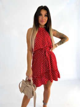Bawełniana sukienka w groszki BRUNI | czerwień m/l xl/xxl