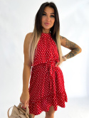 Bawełniana sukienka w groszki BRUNI | czerwień m/l xl/xxl
