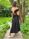 Hiszpańska sukienka MIRANDA | czerń | odkryte ramiona | falbana u dołu | rozmiar uniwersalny