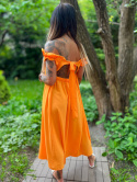 Hiszpańska sukienka MIRANDA | orange | odkryte ramiona | falbana u dołu | rozmiar uniwersalny