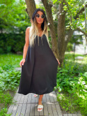 Letnia sukienka SAMANTHA | czarny | odkryte ramiona | rozmiar uniwersalny