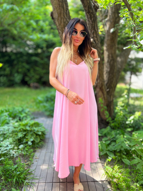 Letnia sukienka SAMANTHA | wata cukrowa | odkryte ramiona | rozmiar uniwersalny