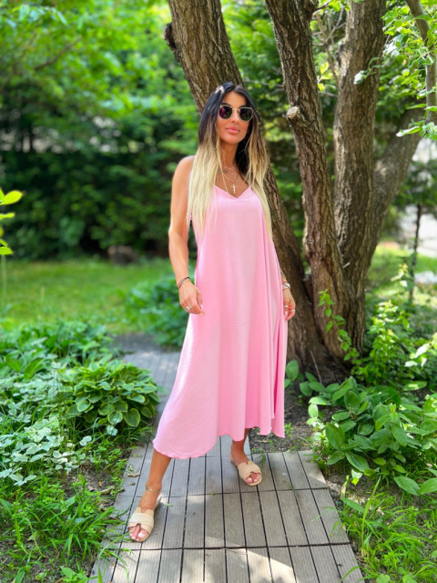 Letnia sukienka SAMANTHA | wata cukrowa | odkryte ramiona | rozmiar uniwersalny