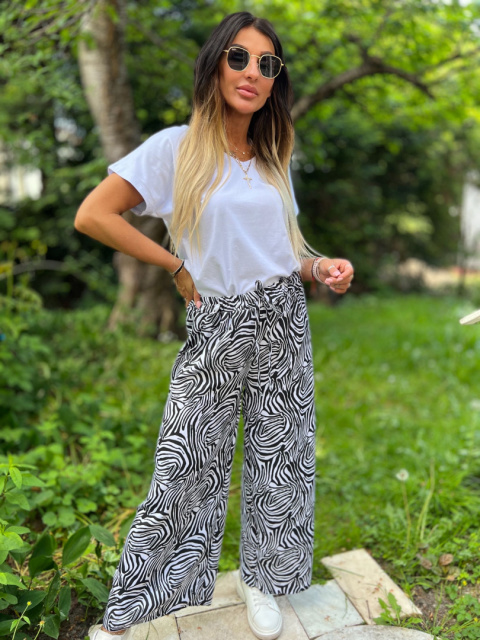 Spodnie typu palazzo DYLAN | zebra | one size
