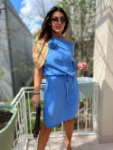 Sukienka z różą CARRIE | niebieski | one size | elegancki fason