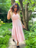 Letnia sukienka POPPY | blady róż | muślin | one size