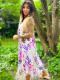 Letnia sukienka SAMANTHA | fioletowe listki | odkryte ramiona | rozmiar uniwersalny