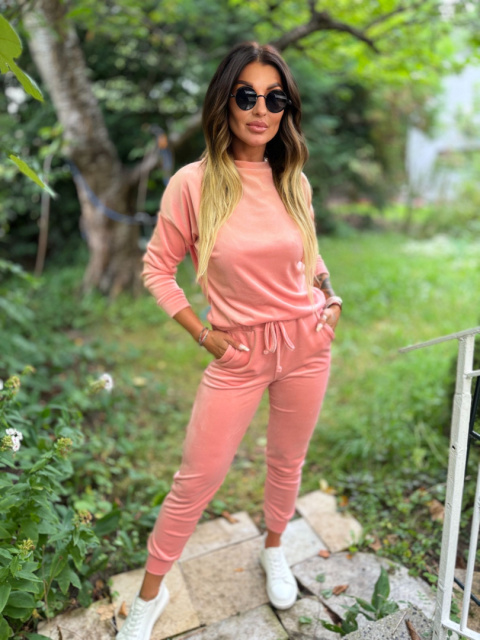 Welurowy komplet dresowy VITO I grapefruit I one size