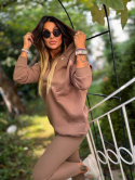 Bawełniany komplet 3-częściowy AZURRO | mocca | bluza \ top\ legginsy | one size