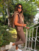 Bawełniany komplet 3-częściowy AZURRO | mocca | bluza \ top\ legginsy | one size